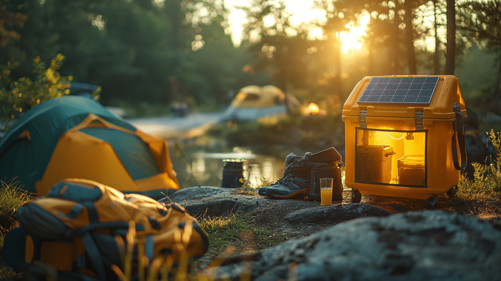 Solar-powered fridge running on renewable energy for sustainable and eco-friendly cooling.