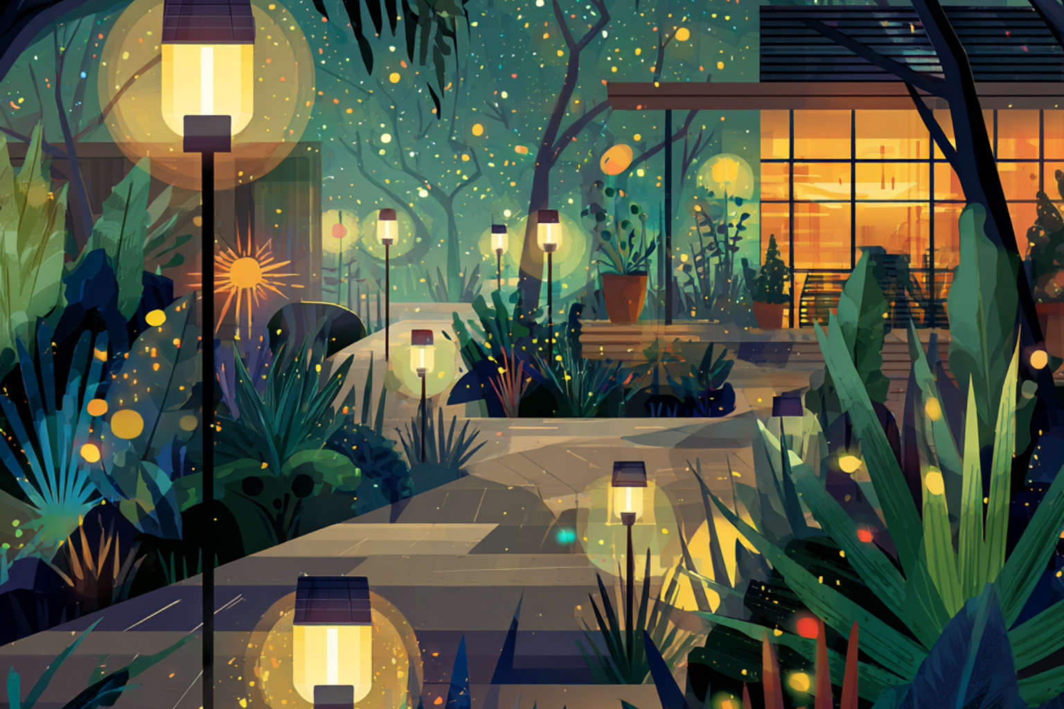 Solar-Powered Garden Lighting